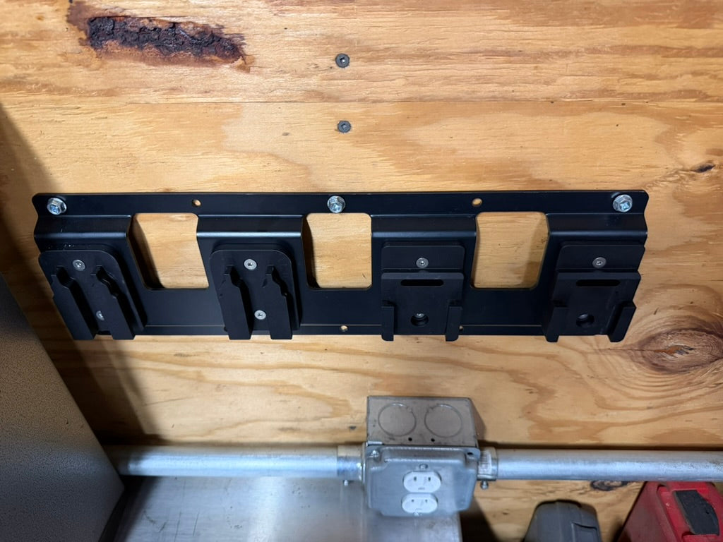 Keepfast rack installed on a wooden shop wall